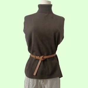 sz: XL, brown knitted sleeveless turtleneck